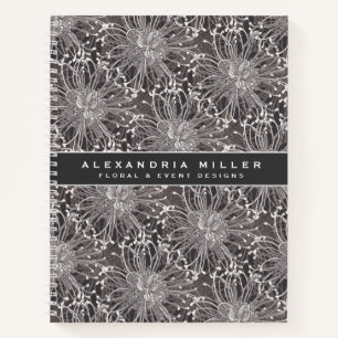 Elegante Gray Dandelion Blume   Name und Thema Notizbuch