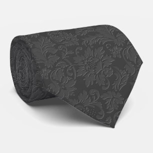 Elegante Gray Floral Damasks Krawatte