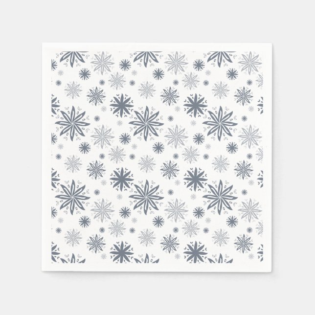 Elegante Gray Floral Gemustert Weihnachten Serviette (Vorderseite)