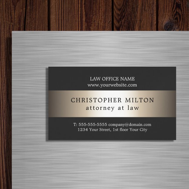 Elegante Gray Imitate Gold Stripe Anwältin auf dem Magnetische Visitenkarte (Von Creator hochgeladen)