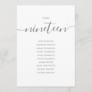 Elegante Gray Script Tischnummer 19 Seating Chart
