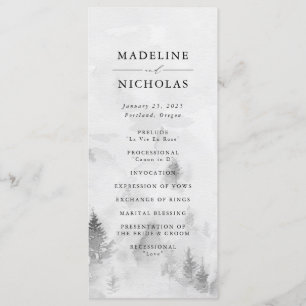 Elegante Gray Winter Forest Wedding Ceremony Programm