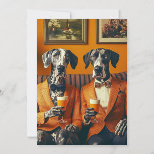 Elegante Great Dane Dogs Orange Anzugs Einladung