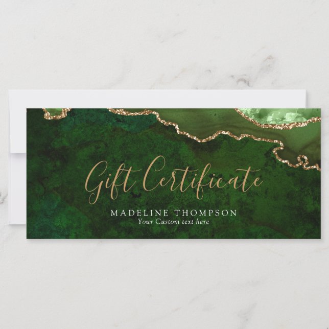 Elegante Green Agate Geschenkkarte (Vorderseite)