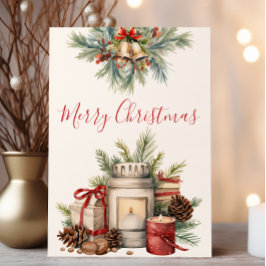 Elegante Green and Red Christmas Card Karte
