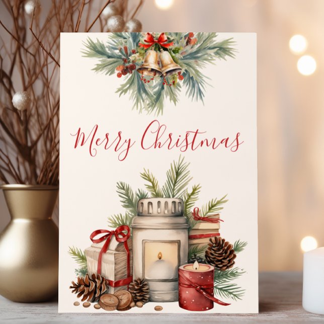 Elegante Green and Red Christmas Card Karte (Von Creator hochgeladen)