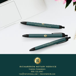 Elegante Green Classic Gold Monogram Promo Notary Kugelschreiber