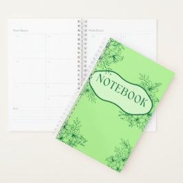 Elegante Green Floral Notebook-Abdeckung Planer