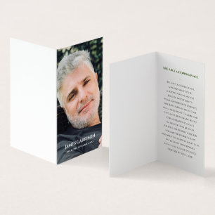 Elegante Green Funeral Prayer Card mit Foto