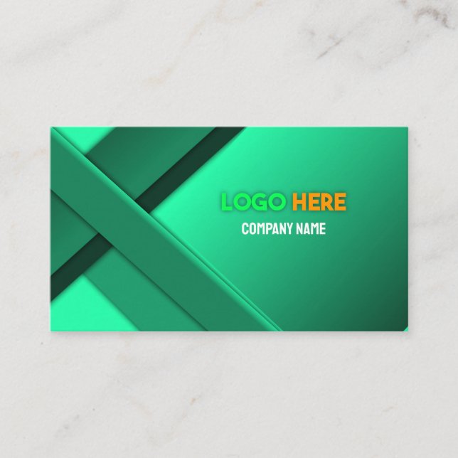 Elegante Green Geometric Business Card Beruflich Visitenkarte (Vorderseite)