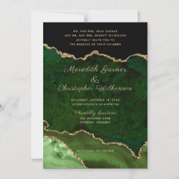 Elegante Green Gold Agate Glitzer Hochzeit Magneteinladung