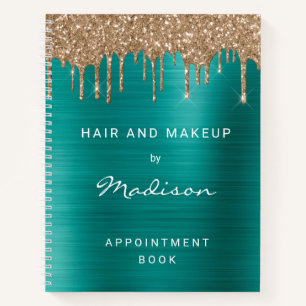 Elegante Green Gold Glitter Drip Ernennung Notizbuch