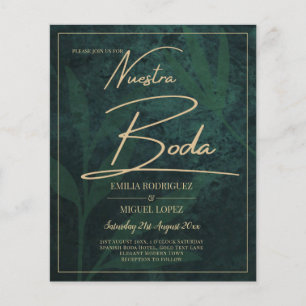 Elegante Green Gold Spanish BODA QR Code UAWG Flyer