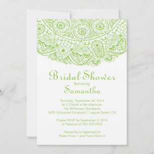 Elegante Green Lace Bridal Dusche Einladung