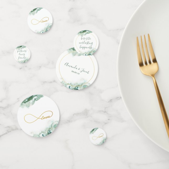 Elegante Green Ombre Marble Gold Liebe Unendlichke Konfetti (Gruppe)
