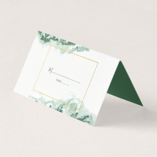 Elegante Green Ombre Marmor Hochzeitstichtafeln Visitenkarten