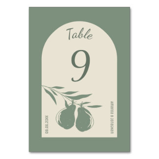 Elegante Green Pear Wedding Tischnummer