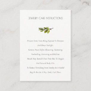 Elegante Green Pine Branch Foliage Juwelry Care Visitenkarte