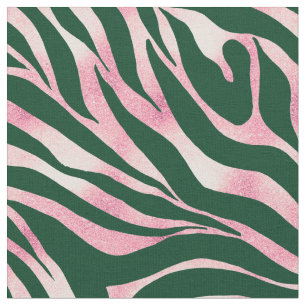 Elegante Green Rose Gold Glitzer Zebra Stoff