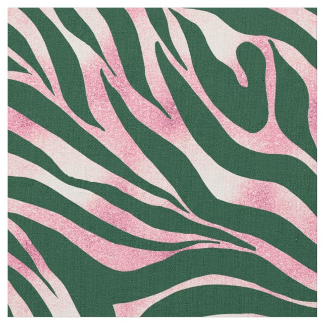 Elegante Green Rose Gold Glitzer Zebra Stoff (Nahaufnahme)