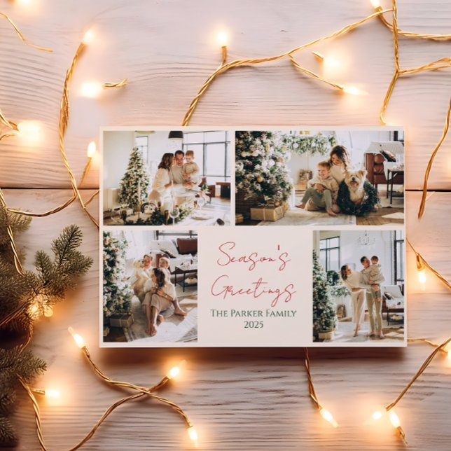 Elegante Green und Red Christmas Foto Card Einladung (Von Creator hochgeladen)