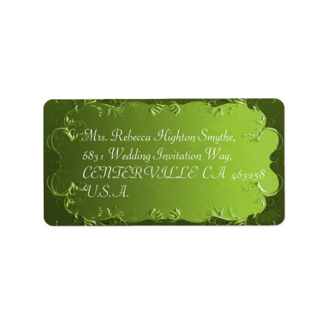 Elegante Green Vintage Wedding Address Labels Adressaufkleber (Vorne)