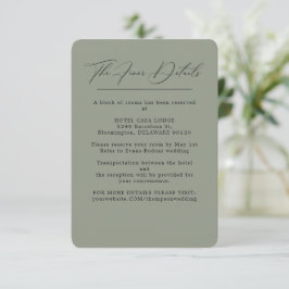 Elegante Green Wedding Details Eintrittskarte Begleitkarte