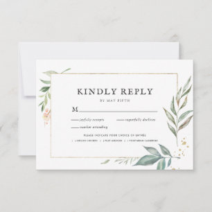 Elegante Greenerity Gold Rahmen Hochzeit RSVP mit 