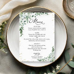 Elegante Greenerity Wedding Menu Cards Einladung<br><div class="desc">Entspannen Sie sich in unserer wunderschönen Hochzeitssuite im boho-eleganten Ambiente! Diese atemberaubende Kollektion ist die perfekte Touch für Ihre zauberhafte Gartenhochzeit, geschmückt mit exquisiten Illustrationen von Eukalyptus-Blätter und fließender eleganter Kalligrafie. Wenn Sie von etwas ganz Besonderem träumen oder eine einzigartige Anfrage haben, zögern Sie nicht, sich durch den Chat auszustrecken....</div>