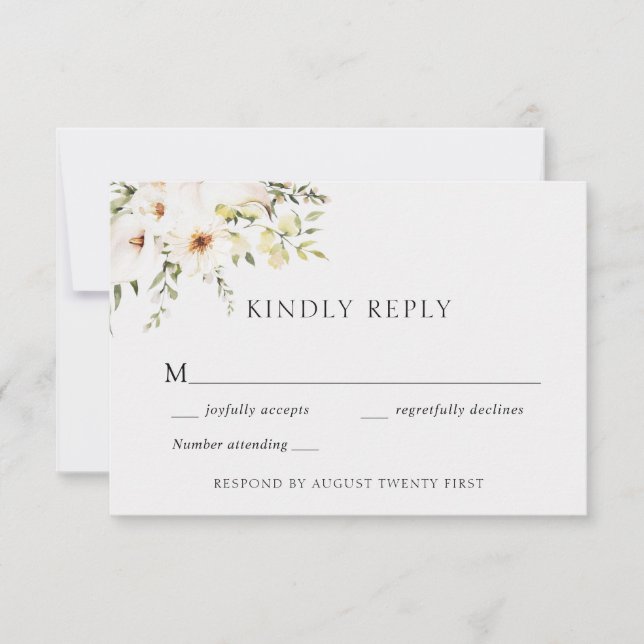 Elegante Greenery and Ivory Wedding Response Card Einladung (Vorderseite)