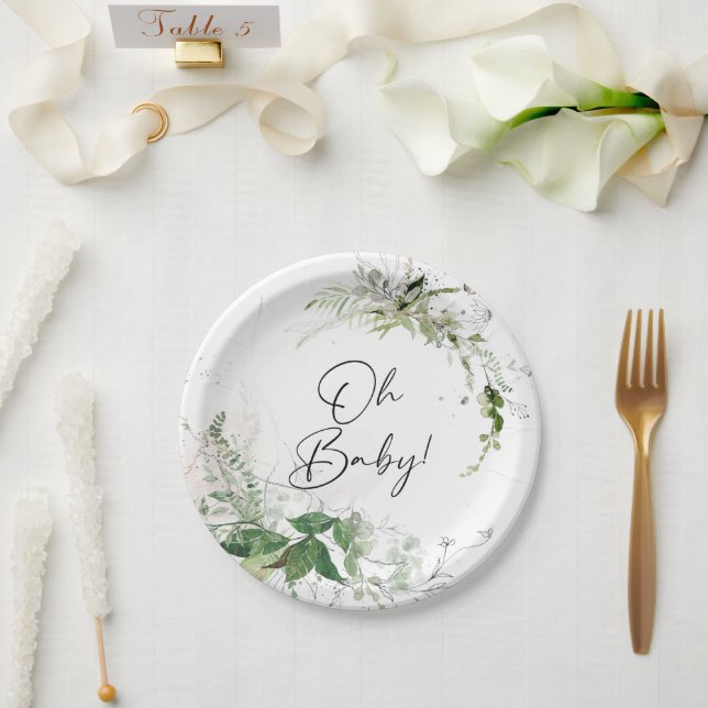 Elegante Greenery Baby Shower Teller (Hochzeit)