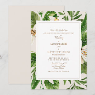 Elegante Greenery Bride Eltern Cream & Gold Einladung