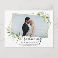 Elegante Greenery Geometric Eloped Ankündigung