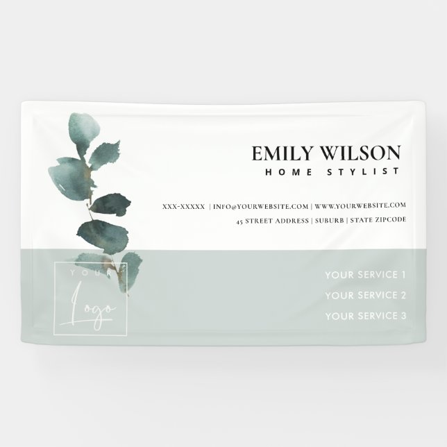 ELEGANTE GREENERY WATERCOLOR OFFICE BANNER (Horizontal)