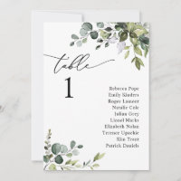 Elegante Greenery Wedding Seating Chart Cards
