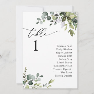 Elegante Greenery Wedding Seating Chart Cards Einladung