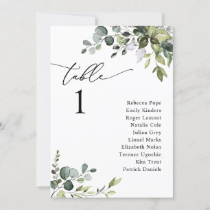 Elegante Greenery Wedding Seating Chart Cards Einladung