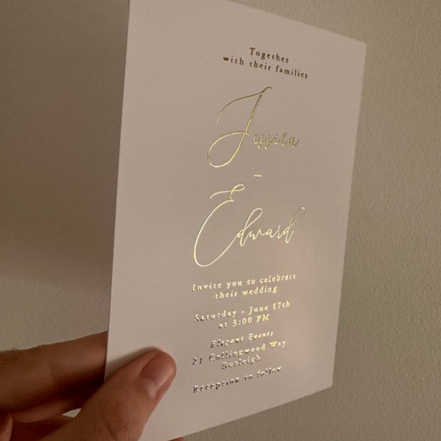 Elegante Greige und Gold Foil Wedding Einladung (Von Creator hochgeladen)