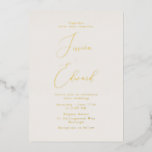 Elegante Greige und Gold Foil Wedding Einladung<br><div class="desc">Elegante Greige und Gold Foil Wedding Invitation Foil Einladung Siehe passende Artikel in Nest- und Nestladen</div>