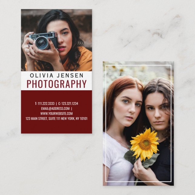 Elegante Grenze | Fotograf Visitenkarte (Vorne/Hinten)