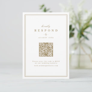 Elegante Grenzen Gold Klasse QR Code Hochzeit RSVP Karte