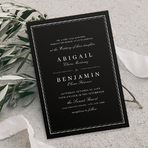 Elegante Grenzen Schwarz-Weiß-Minimalistische Hoch Einladung