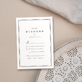 Elegante Grenzen Schwarz-Weiß-Minimalistische Hoch RSVP Karte