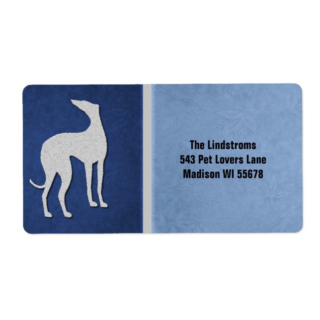 Elegante Greyhound-Silhouette in Blue Custom (Vorne)