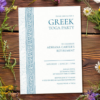 Elegante griechische Abschiedsparty in Blau Einladung