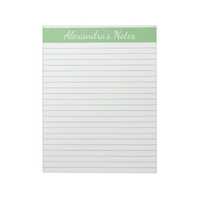 Elegante Größe Grün 8,5 x 11 Buchstaben Größe Pers Notizblock (Rotiert)