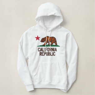 Elegante große Kalifornien-Republik-Stickerei Bestickter Hoodie