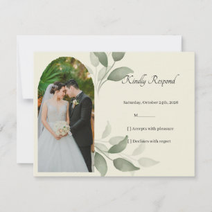 Elegante Gruenwasserfarben-Hochzeit-RSVP-Karte Mitteilungskarte