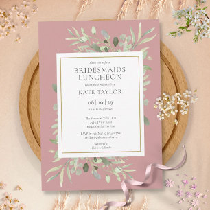 Elegante Grün Dusty Rose Brautjungfern-Lunch Einladung