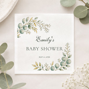 Elegante Grün-Eukalyptus-Baby-Party Serviette